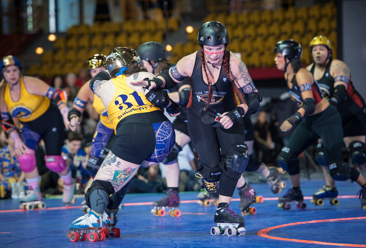 Team Indigenous Rising vs Jewish Roller Derby at the 2019 International WFTDA Championships